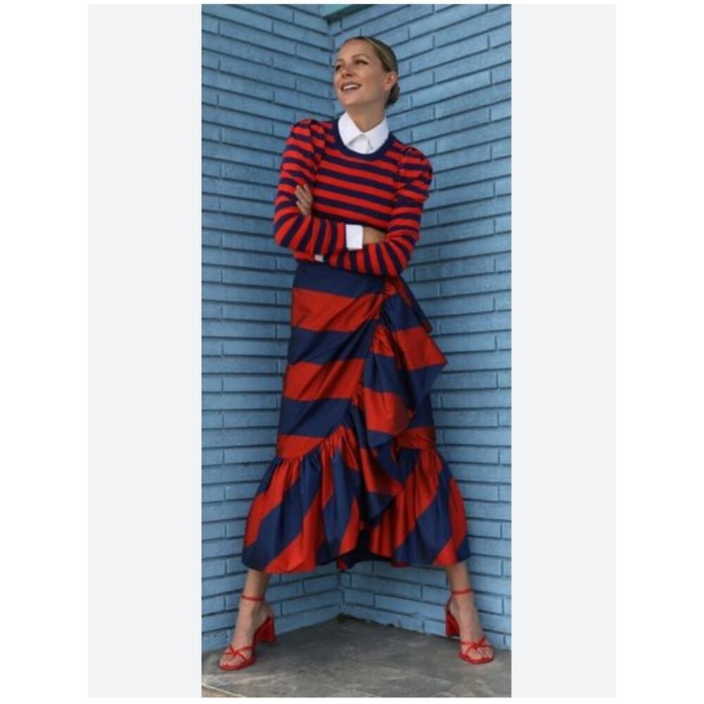 J.Crew Rugby Stripe ruffle faux wrap style skirt 4 - Picture 8 of 14